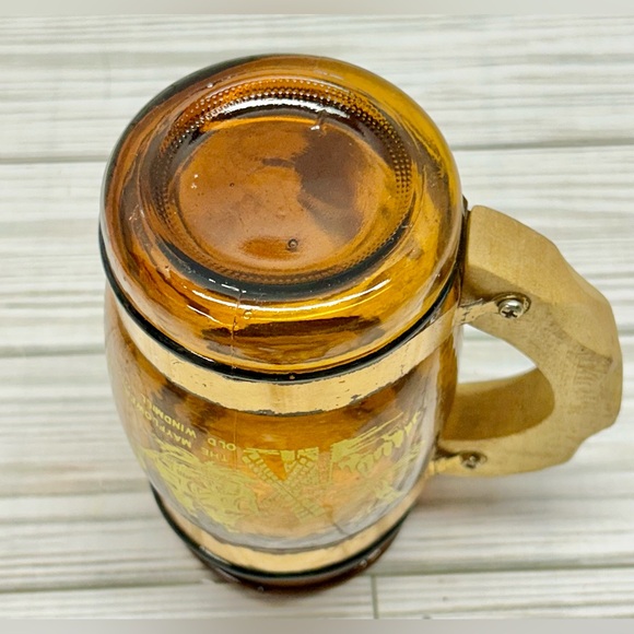 Vintage Siesta Ware Cape Cod Mug Amber Glass Wooden Handle 5" - Picture 9 of 10